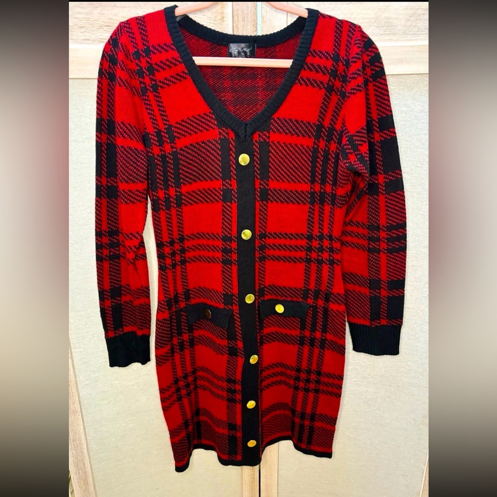 Dillard’s Buffalo Plaid Sweater Dress never worn